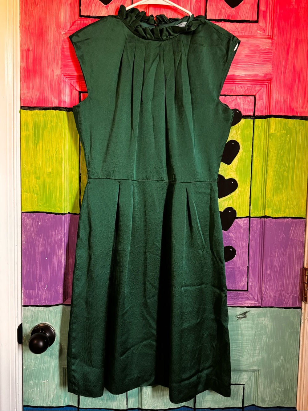 ANTONIO MELANI Teal Sleeveless Dress with Ruffled Detail